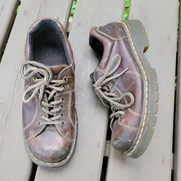 Dr Martens 12312 y2k Low Boot Lug Sole Platform Brown Leather Shoes Men's 11 - Picture 1 of 9